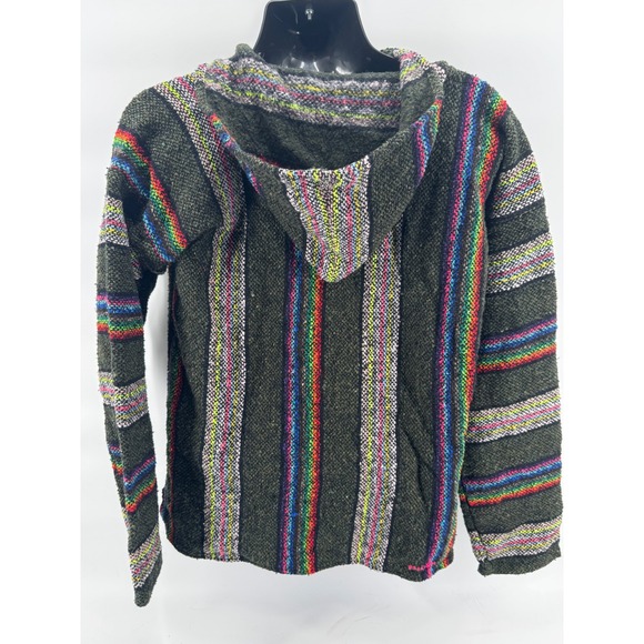 Striped Baja Hoodie XL Artesanias F.R. INC. Colorful Drug Rug Pullover - Picture 3 of 4